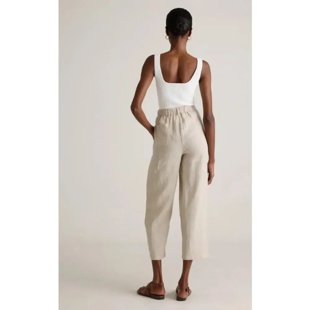Quince 100% European Linen Pants Size L Pull On Beachy Quiet Luxury Resort Chic